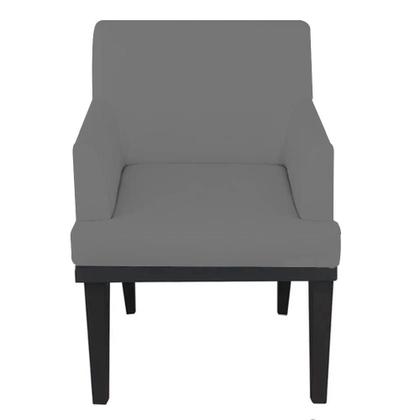 Imagem de Kit 06 Poltrona Cadeira Decorativa  Vitória Pés Madeira Sala de Estar Recepção Escritório Consultório Suede Cinza - Damaffê Móveis
