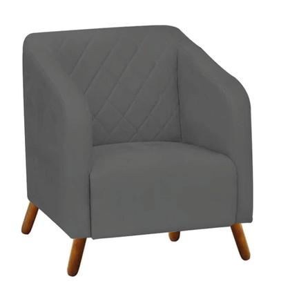 Imagem de Kit 06 Poltrona Cadeira Lotus Decorativa Recepção Sala De Estar Tecido Sintético Cinza - KDAcanto Móveis