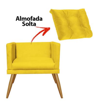 Imagem de Kit 06 Poltrona Cadeira Milena Confort Com almofada Sala Recepção Escritório Pé Rústico Suede Amarelo - DAMAFFÊ MÓVEIS