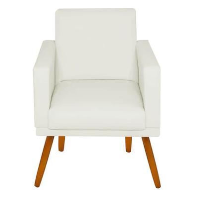 Imagem de Kit 06 Poltrona Cadeira Nina Com Base Decorativa Recepção Sala De Estar Suede Bege - DAMAFFÊ MÓVEIS