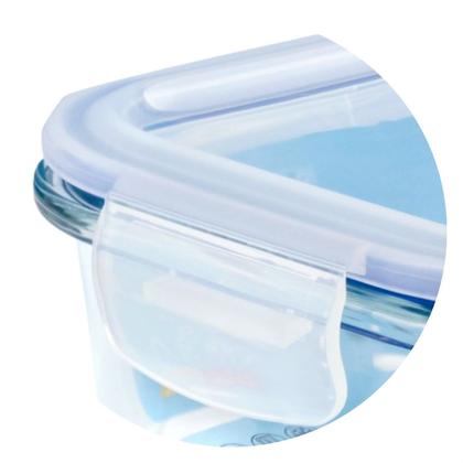 Imagem de Kit 06 Potes Herméticos 640ml Tampa Com Trava Retangular