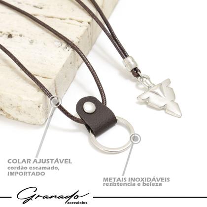 Imagem de Kit 06 Pulseiras e Colares - Pulseira de Couro de Tiras Marrom e Esferas de Madeira e Fecho Strap Plug Ajustável