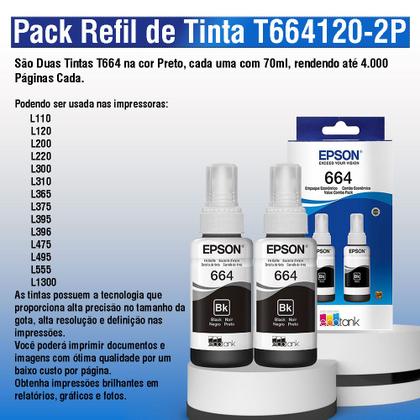 Imagem de Kit 06 tintas T664 Preto Para L110