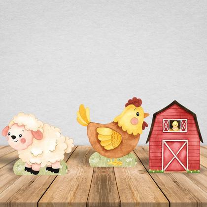 Imagem de Kit 06 Totens Display MDF Adesivado Pézinho Fazendinha 25cm