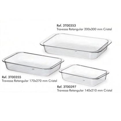 Imagem de Kit 06 Travessa Retangular Cristal Transparente 140 X 210Mm