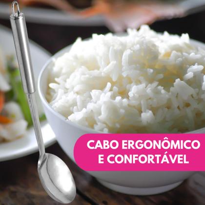 Imagem de Kit 06 Utensílio Cozinha Inox Concha Colher Arroz Garfo Trinchante Escumadeira Pegador Batedor