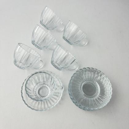 Imagem de Kit 06 Xícaras Chá Pires 200ml Vidro Pétala Wolff Mesa Posta