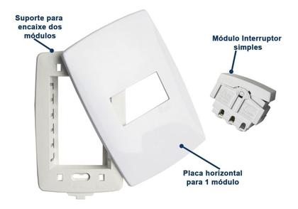 Imagem de KIT 07 Interruptor de Luz Branco Paralelo 1 Tecla Horiz HOME