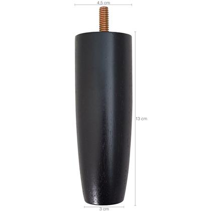 Imagem de Kit 07 Pés De Madeira Para Camas Box Casal Pe De Cama 13cm Pés Para Móveis Preto