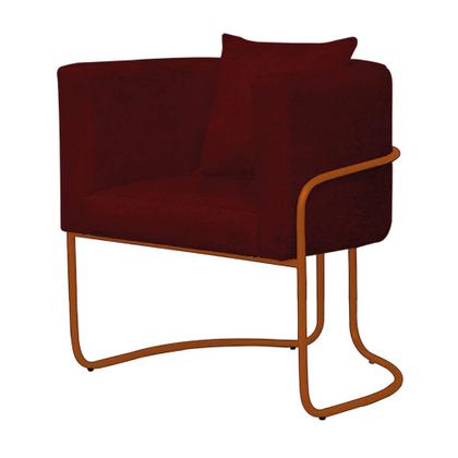 Imagem de Kit 07 Poltrona Cadeira Sirus Luxo Industrial Ferro Bronze Suede Bordô - Ahz Móveis