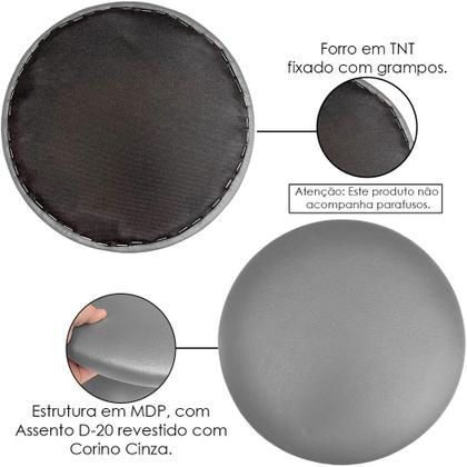 Imagem de Kit 08 Assentos Redondo Banqueta Cadeira Estofados Poltronas H02 Corano Cinza 25 cm - Lyam Decor