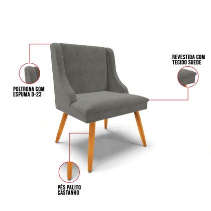 Imagem de Kit 08 cadeiras de jantar liz suede graf