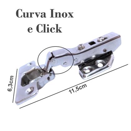 Imagem de Kit 08 Dobradiça Inox Reta ou Curva  Amortecedor Click 35mm