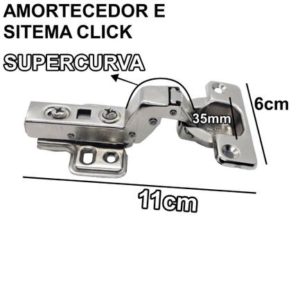 Imagem de Kit 08 Dobradiças Amortecedor Click Slow 35mm Móveis Portas