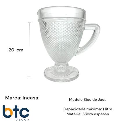 Imagem de Kit 08 Jarras Vidro Bico de Jaca Transparente 1l Buffet Bar