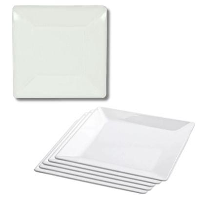 Imagem de Kit 08 Prato Raso Quadrado Branco de Melamina 20cm Leve Plástico Resistente - Bestfer