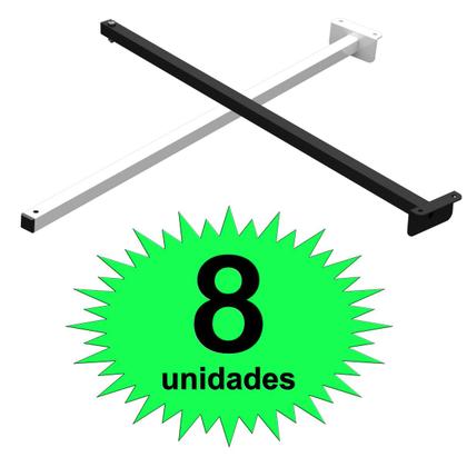 Imagem de KIT 08 Suportes Haste De Refletor Led Parede Fachada Banner Base L Curva 40 Cm