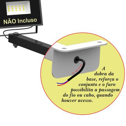 Imagem de KIT 08 Suportes Haste De Refletor Led Parede Fachada Banner Base L Curva 40 Cm