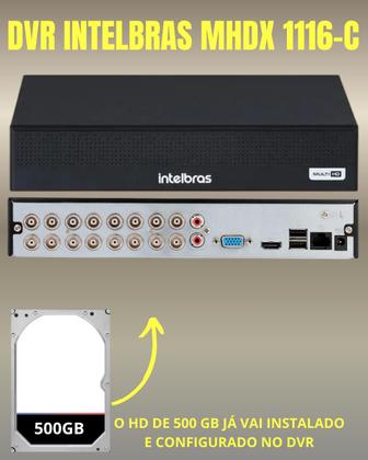 Imagem de Kit 09 Câmeras Full Color Intelbras Dvr Mhdx 16 Canais HD 500GB colorido dia e noite
