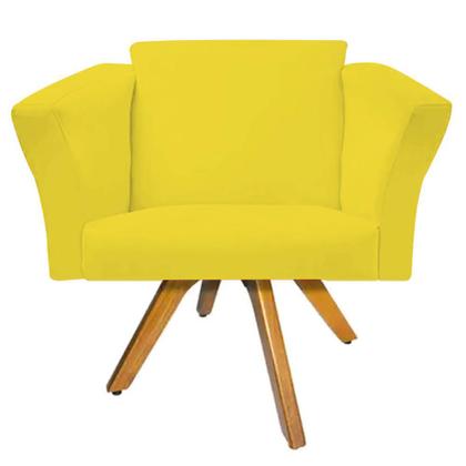 Imagem de Kit 09 Poltrona Cadeira Decorativa  Win Base Giratória Sala de Estar Recepção Escritório Suede Amarelo - Damaffê Móveis