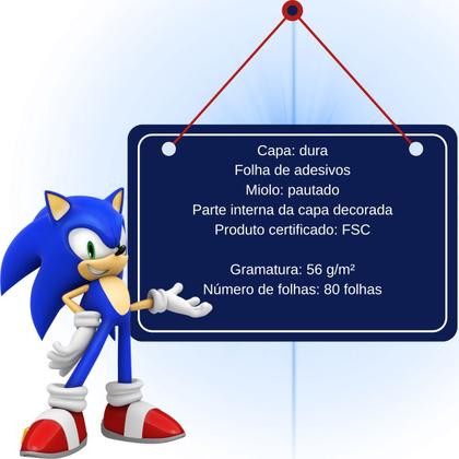 Imagem de Kit 1 Caderno Brochurao Sonic e 1 Desenho Sonic 80fls Sortidos Tilibra