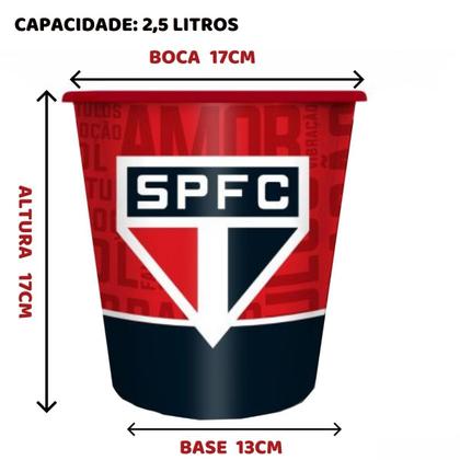 Imagem de Kit 1 Caneca Preto Porcelana 300ml SPFC + 1 Balde Pipoca Grande 2,5L Time São Paulo Oficial