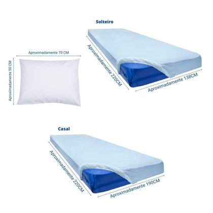 Imagem de Kit 1 Capa Protetora Colchão Casal + 1 Solteiro + 3 Fronhas Impermeavel