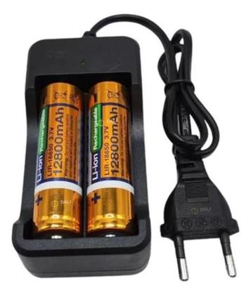 Imagem de Kit 1 Carregador duplo Lanterna Tática + 4 Baterias 18650 3.7v 12800mah