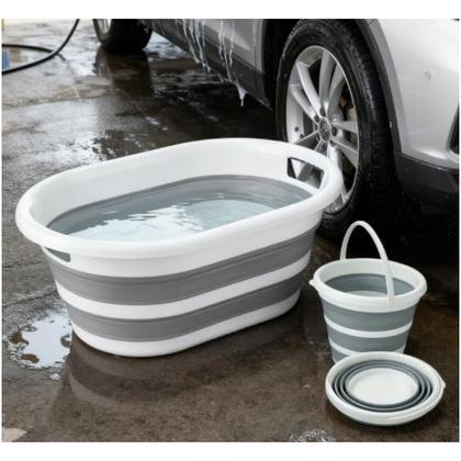 Imagem de Kit 1 Cesto 26L + 2 Baldes 10L Retrátil de Silicone