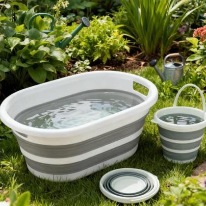 Imagem de Kit 1 Cesto 26L + 2 Baldes 10L Retrátil de Silicone