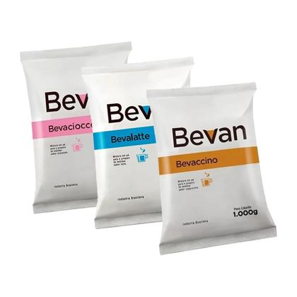 Imagem de Kit 1 Chocolate 1 Cappuccino e 1 Leite Em Pó Solúvel Bevan 1 Kg