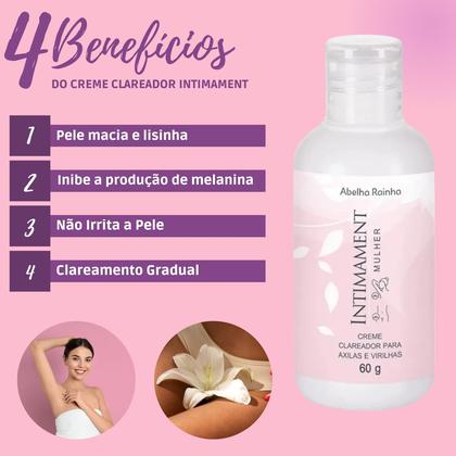 Imagem de Kit 1 Creme Clareador para Axilas e Virilhas Intimament + 2 Desodorante Intimament Mulher Morango