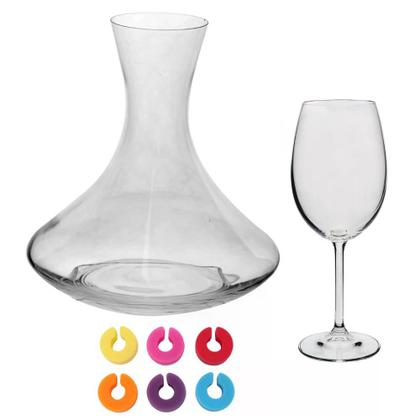 Imagem de Kit 1 Decanter Cristal Bohemia com 6 Taças e 6 Marcadores