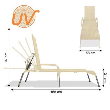 Imagem de Kit 1 Espreguiçadeira Reclinável para Piscina Madrid com Mesa de Centro