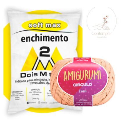 Imagem de Kit 1 Fio Amigurumi - Circulo + 500 g Enchimento fibra siliconada SOFT MAX - Dois M Têxtil