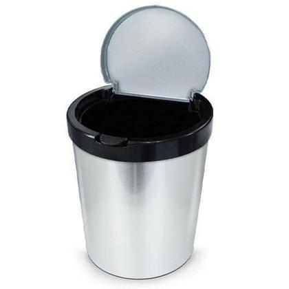 Imagem de Kit 1 Lixeira C/ Tampa Click Cesto 9 Litros + 1 Lixeira 10 Litros Tipo Inox Prata Cozinha Banheiro Quarto Escritório