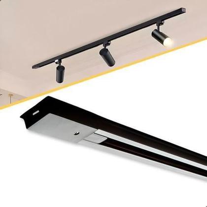 Imagem de Kit 1 Luminária Difusa 15w + 4 Spots 7w Led + Trilho 1m Cor Preto Bivolt 3000K