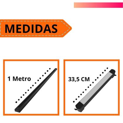 Imagem de Kit 1 Luminária Difusa 15w + 4 Spots 7w Led + Trilho 1m Cor Preto Bivolt 3000K
