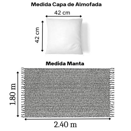 Imagem de Kit 1 Manta Para Sofá Bege 2,40 X 1,80 + 2 Capas de Almofada