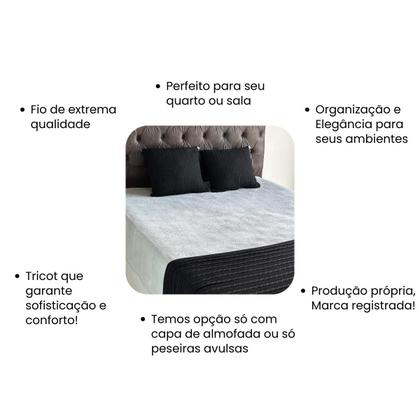 Imagem de Kit 1 Manta Premium Para Sofá, Poltrona, Cama Queen e 2 Capas de Almofada em Tricot  Modelo Super Luxo  Costura Mágica.