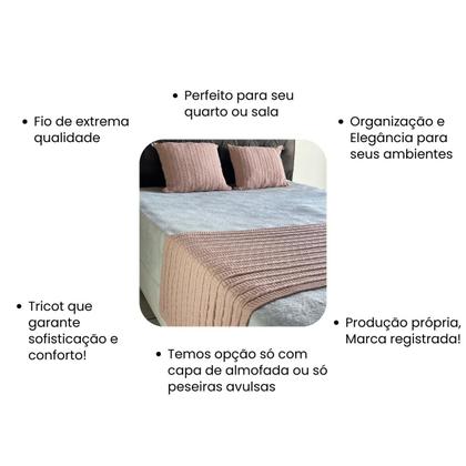 Imagem de Kit 1 Manta Premium Para Sofá, Poltrona, Cama Queen e 2 Capas de Almofada em Tricot  Modelo Super Luxo  Costura Mágica.