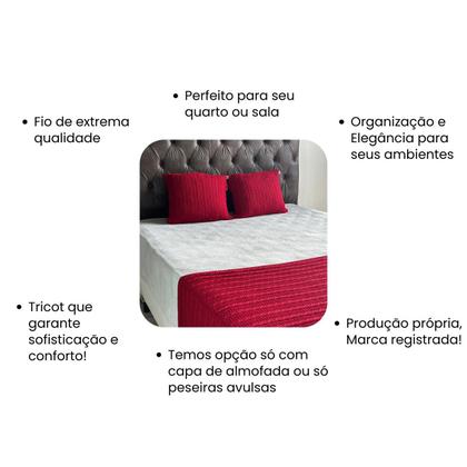 Imagem de Kit 1 Manta Premium Para Sofá, Poltrona, Cama Queen e 2 Capas de Almofada em Tricot  Modelo Super Luxo  Costura Mágica.