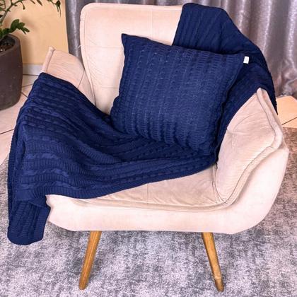 Imagem de Kit 1 Manta Premium Para Sofá, Poltrona, Cama Queen e 2 Capas de Almofada em Tricot  Modelo Super Luxo  Costura Mágica.
