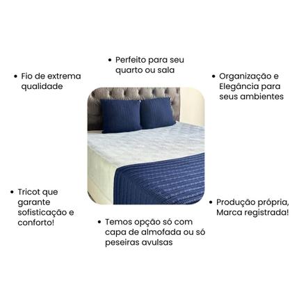 Imagem de Kit 1 Manta Premium Para Sofá, Poltrona, Cama Queen e 2 Capas de Almofada em Tricot  Modelo Super Luxo  Costura Mágica.