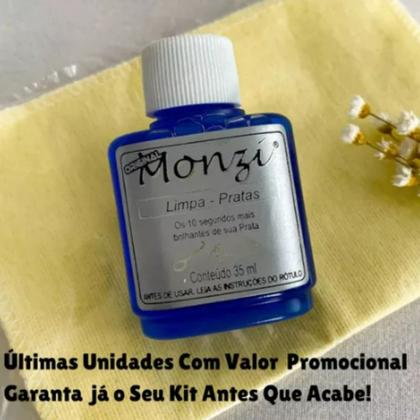 Imagem de Kit 1 Monzi 35 Ml Limpa Prata 1 Flanela Magica Original 925