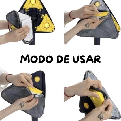 Imagem de Kit 1 Mop De Limpeza Giratório 360 Triângular + 2 Refil Facilidade Cantos mais Estreitos Lavavel Agilidade Reutilizável