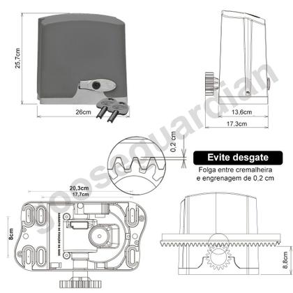 Imagem de Kit 1 Motor PPA 1/4CV Dz Rio 3m Crem 2 Control Portão 400Kg