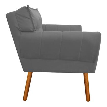 Imagem de Kit 1 Namoradeira 2 Lugares e 2 Poltronas Anitta Suede Pés Palito Castanho - D'Rossi