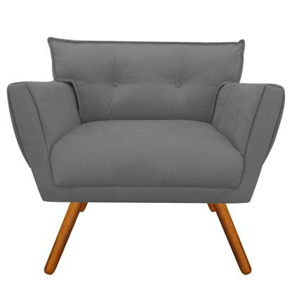 Imagem de Kit 1 Namoradeira 2 Lugares e 2 Poltronas Anitta Suede Pés Palito Castanho - D'Rossi