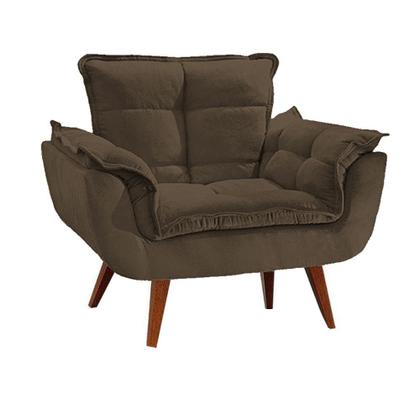 Imagem de Kit 1 Namoradeira com 1 Poltrona Opala Luxo com Pés Estilo Retrô - Marrom